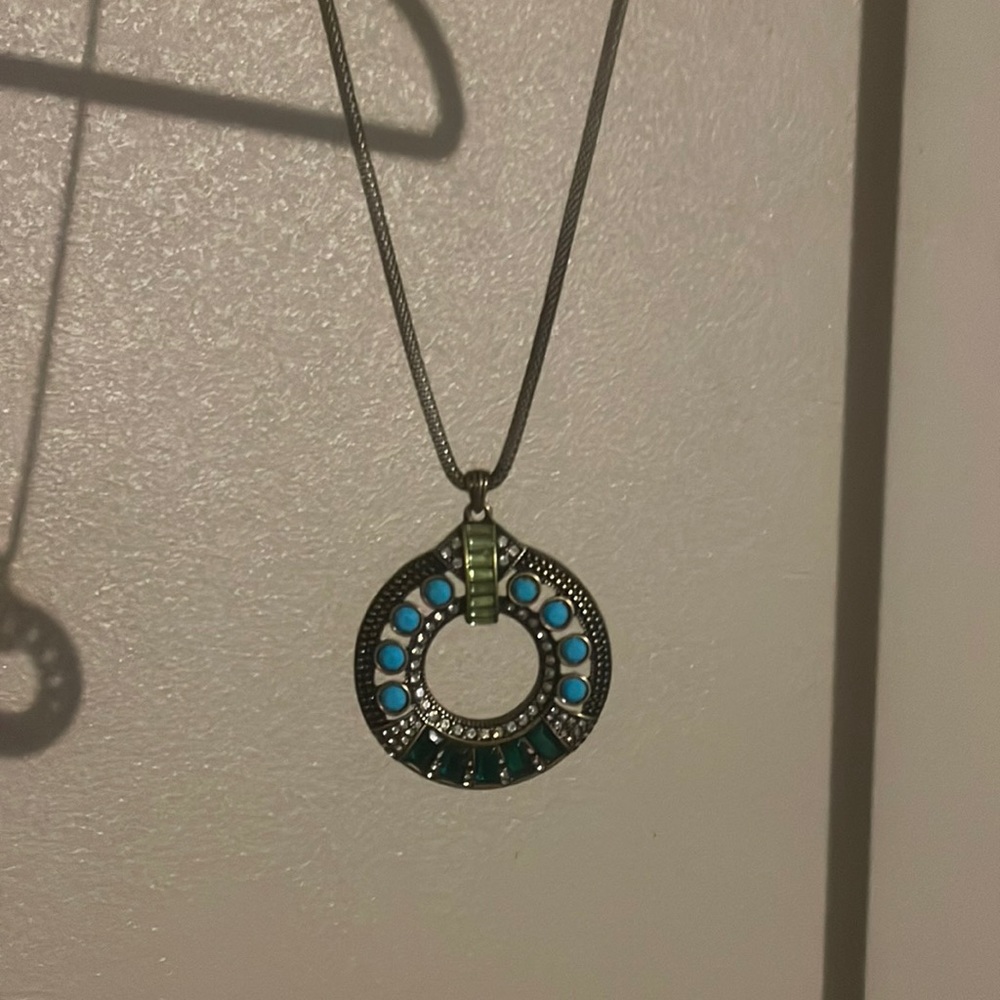 1980 Avon SAQ Rhinestone Medallion Necklace Slinky Snake Chain